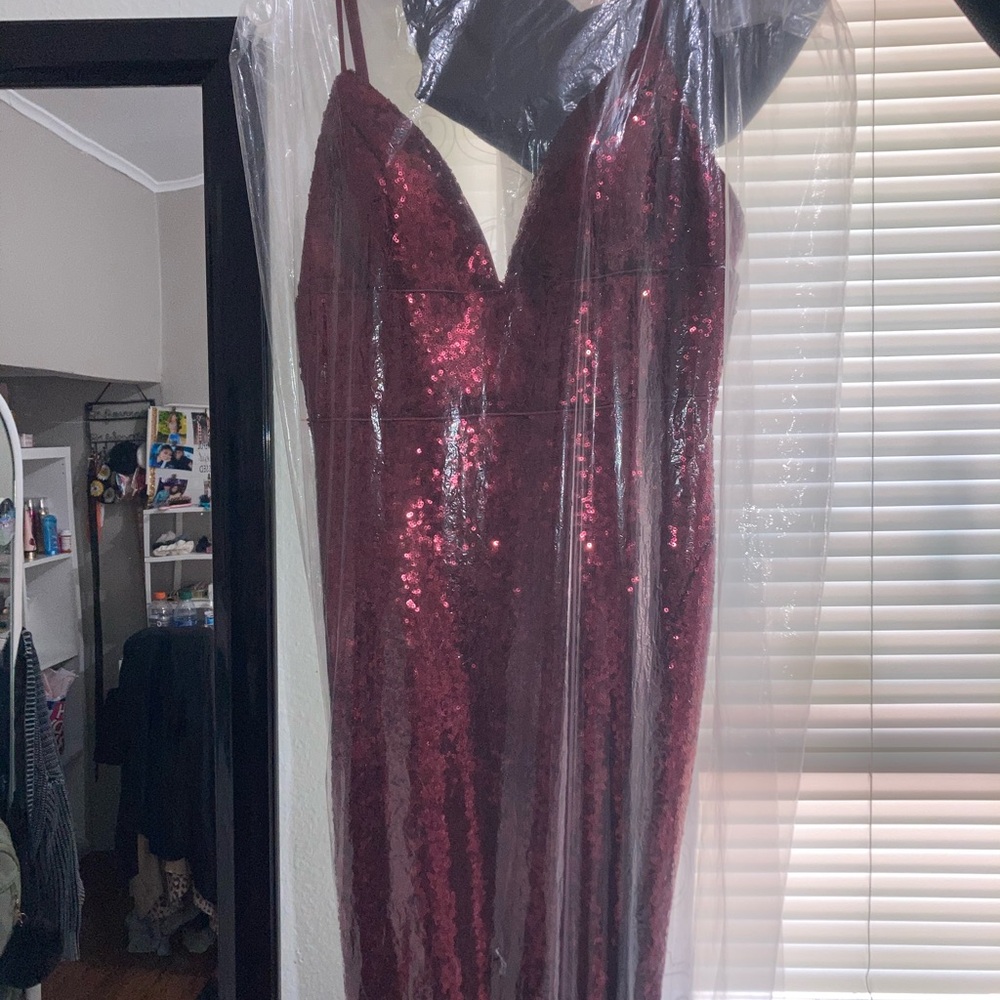 Burgundy Sequin Gown
